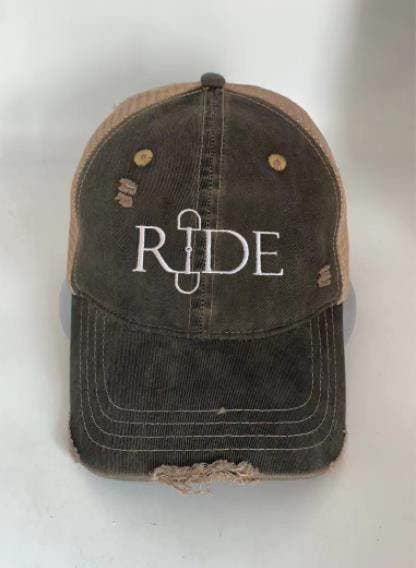 RIDE Equestrian Snaffle Bit Distressed Trucker Baseball Cap