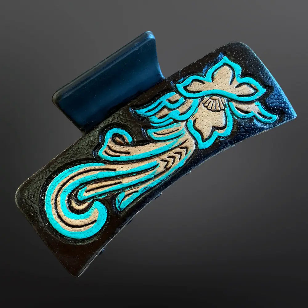 Tooled Leather Western Claw Clip