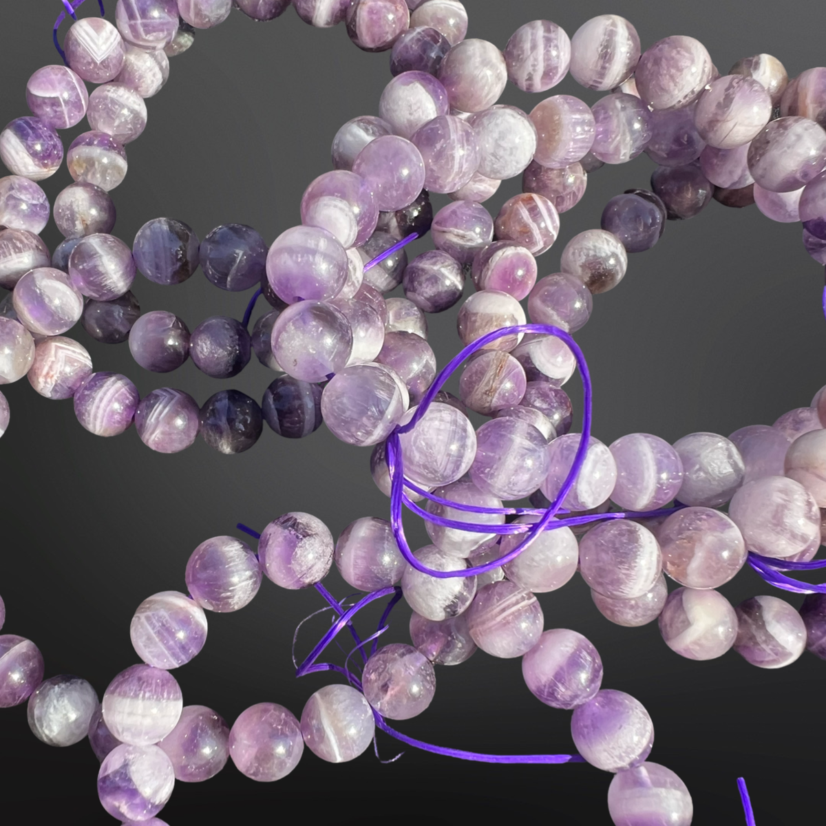 Chevron Amethyst Feather Amethyst Bead Bracelet - 8mm