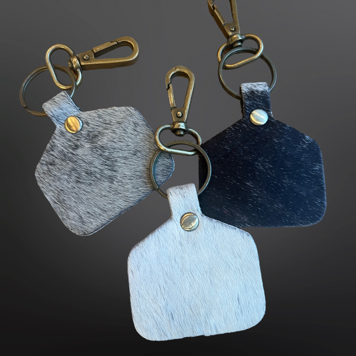 Cow Ear Tag Shaped Leather Cowhide Keychain