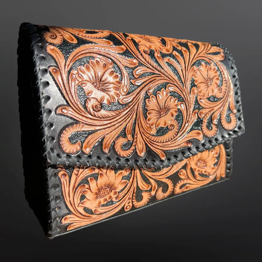 Western Tooled Leather Clutch Handbag