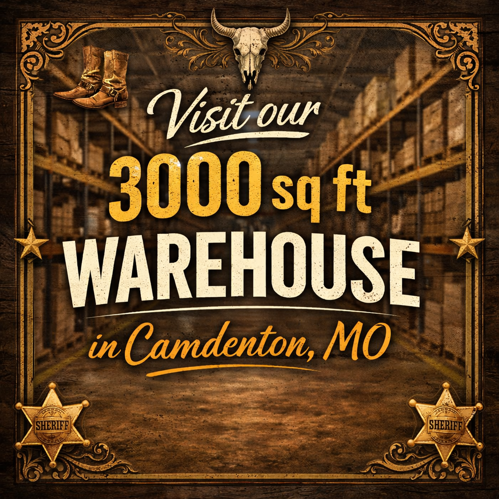 Advertisement for a warehouse in Camdenton, MO with rustic design elements.
