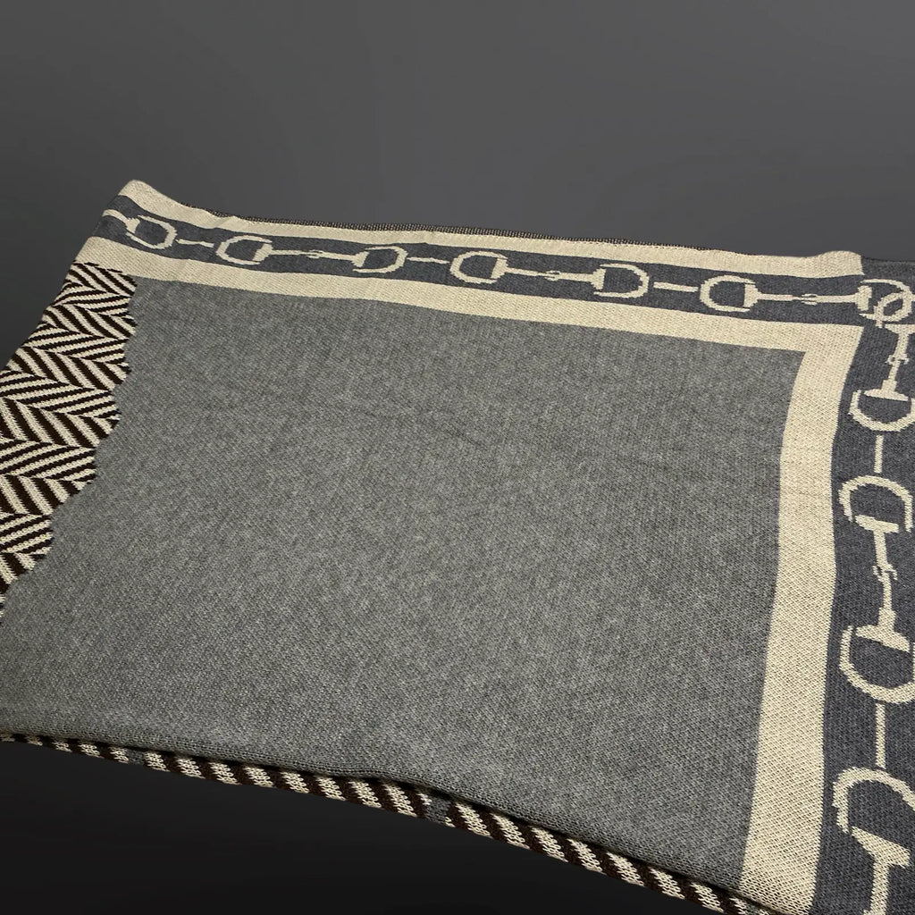 Equestrian Horse Head Snaffle Bit Wool Blend Blanket Throw – Westrian ...