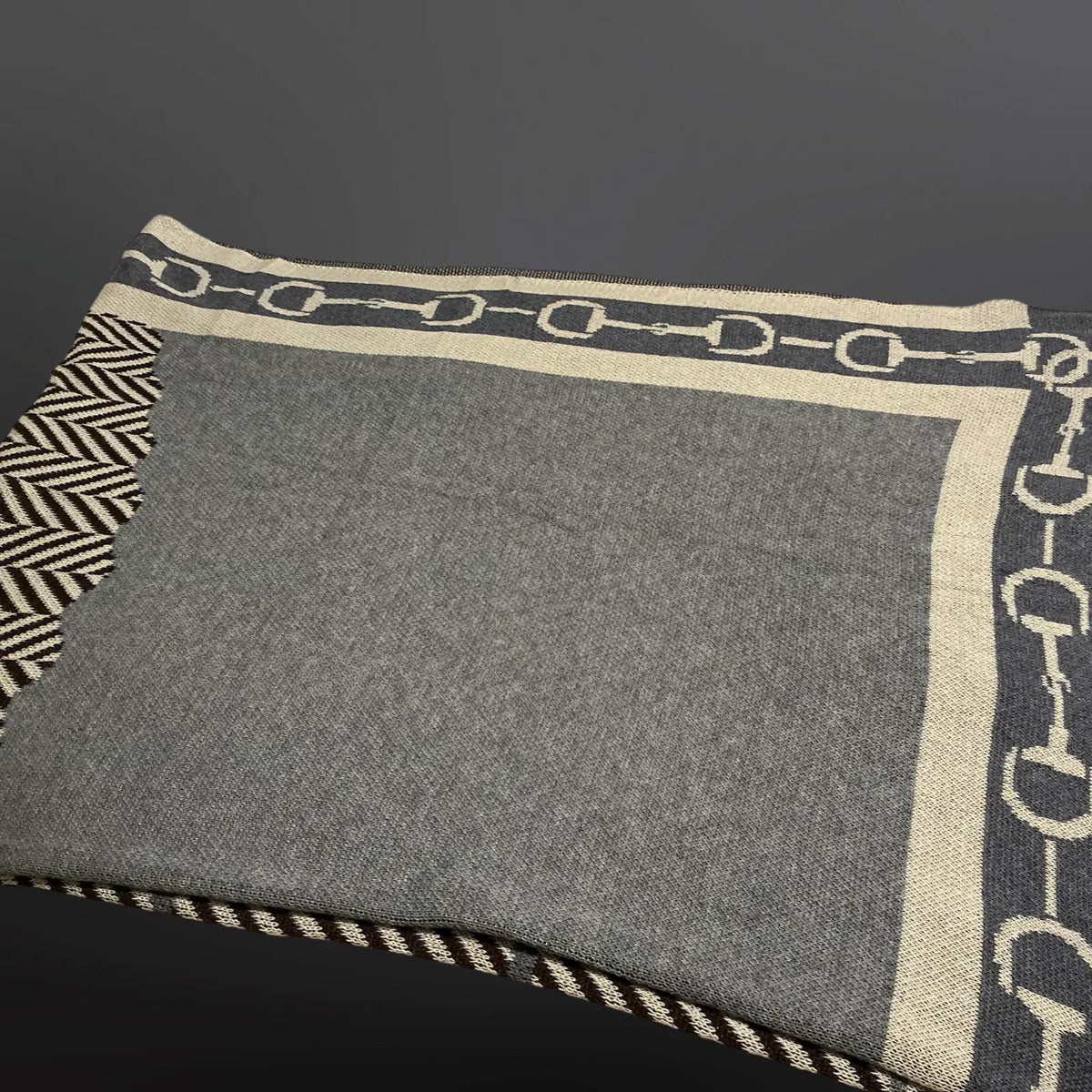 Equestrian Horse Head Snaffle Bit Wool Blend Blanket Throw