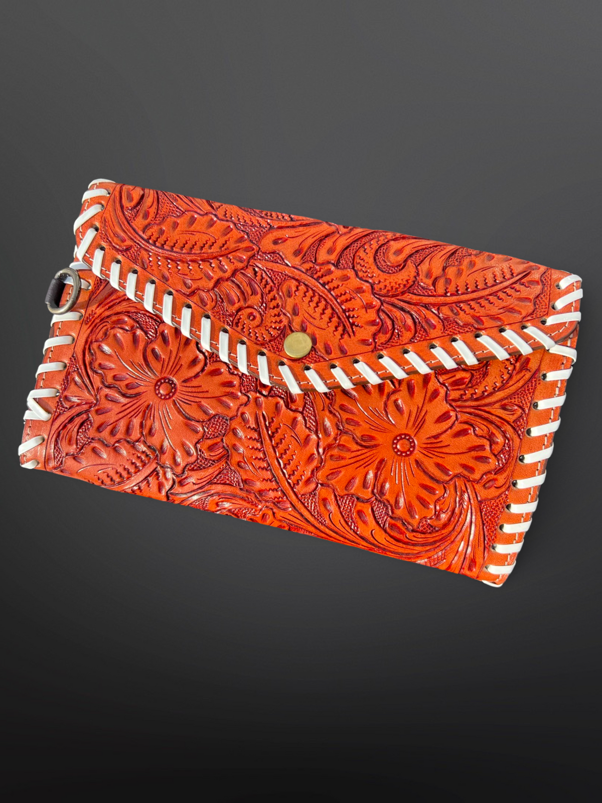 Floral Tooled Leather Western Crossbody Purse