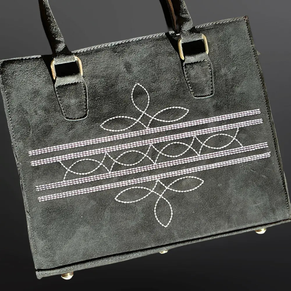 Western Boot Stitch Suede Leather Handbag