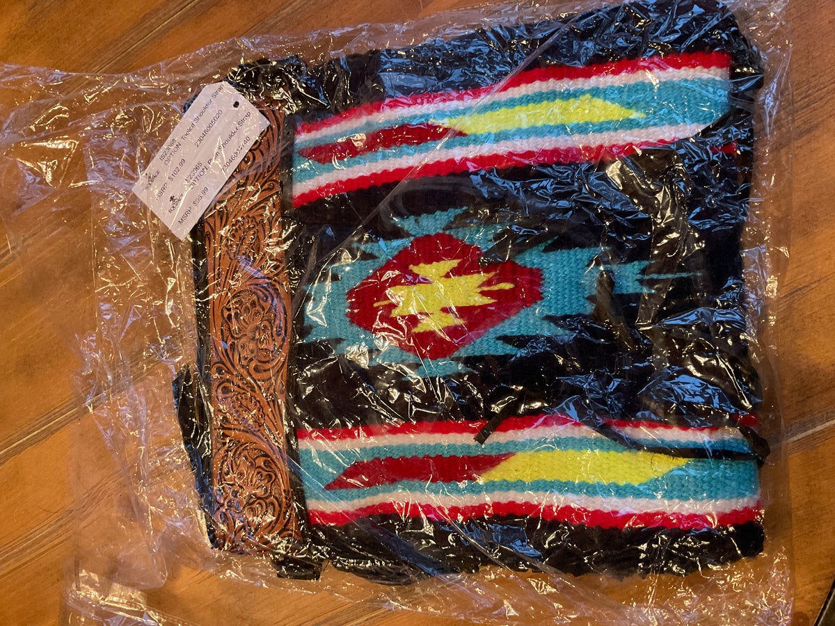 Fringe Saddle Blanket Tooled Leather Handbag