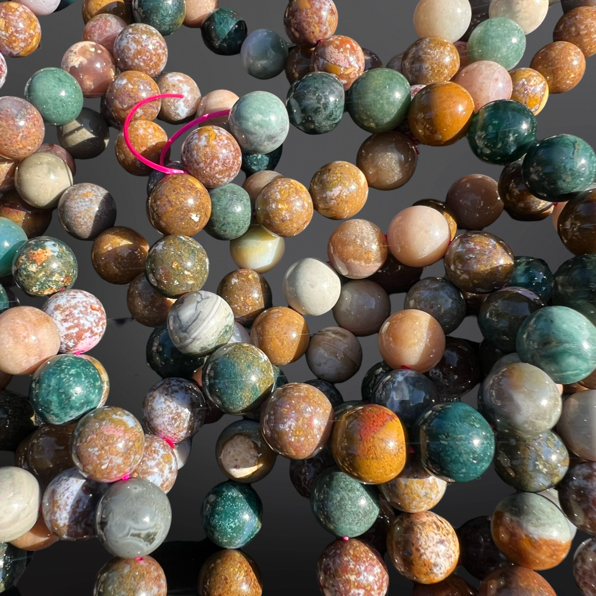Genuine Ocean Jasper Bead Bracelet - 10mm to 11mm