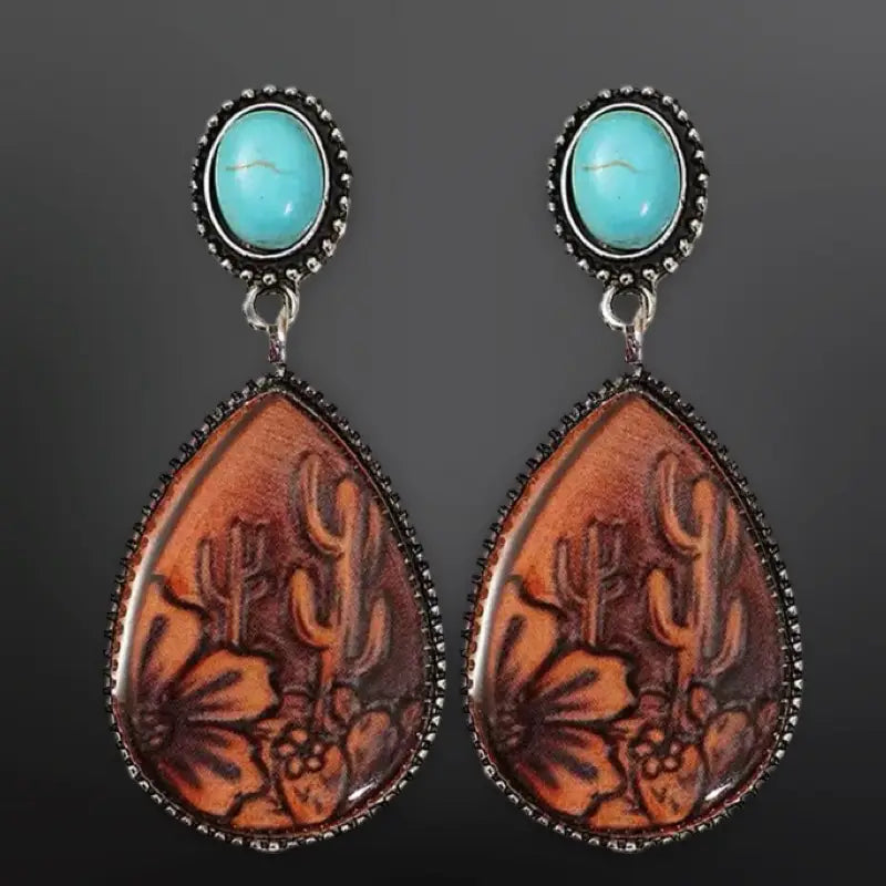 Desert Scape Cactus Western Earrings