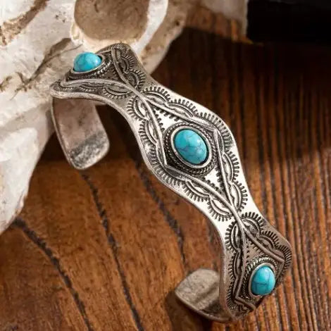 Western Imitation Turquoise Cuff Bracelet