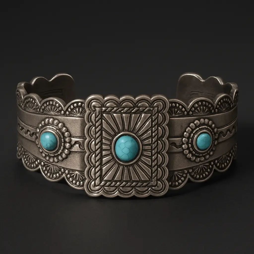 Western Inspired Faux Turquoise Cuff Bracelet