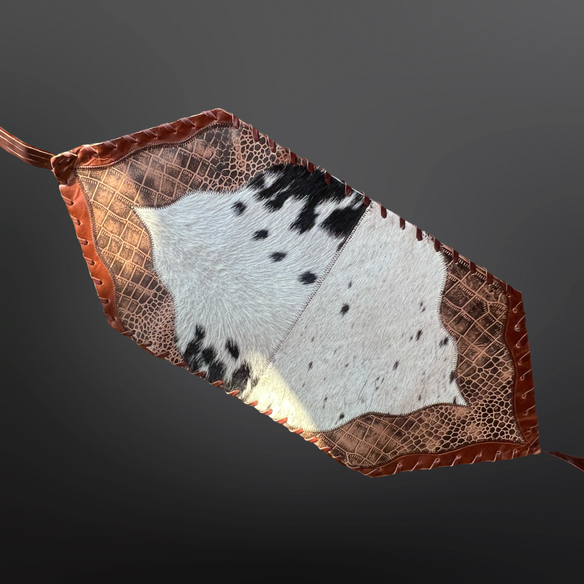 Cowhide table runner with fringe