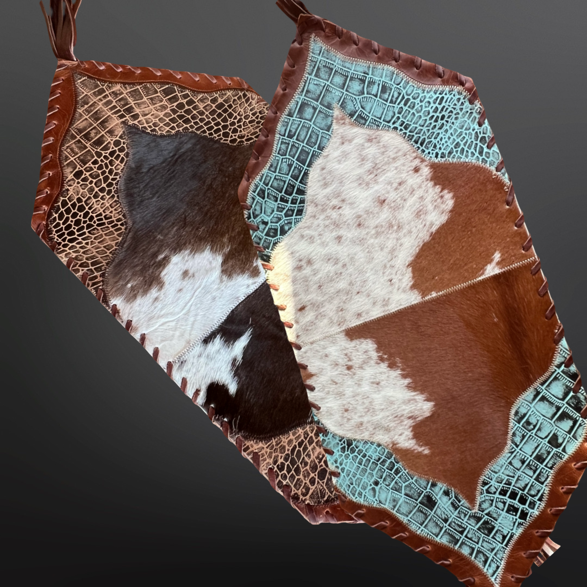 Cowhide table runner with fringe