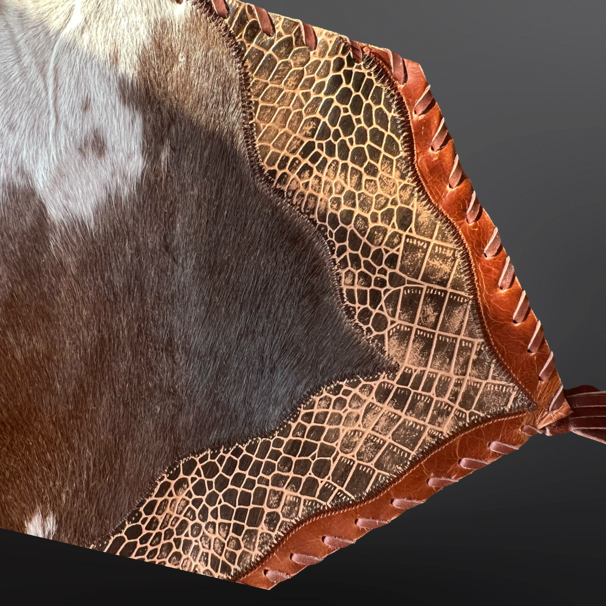 Cowhide table runner with fringe