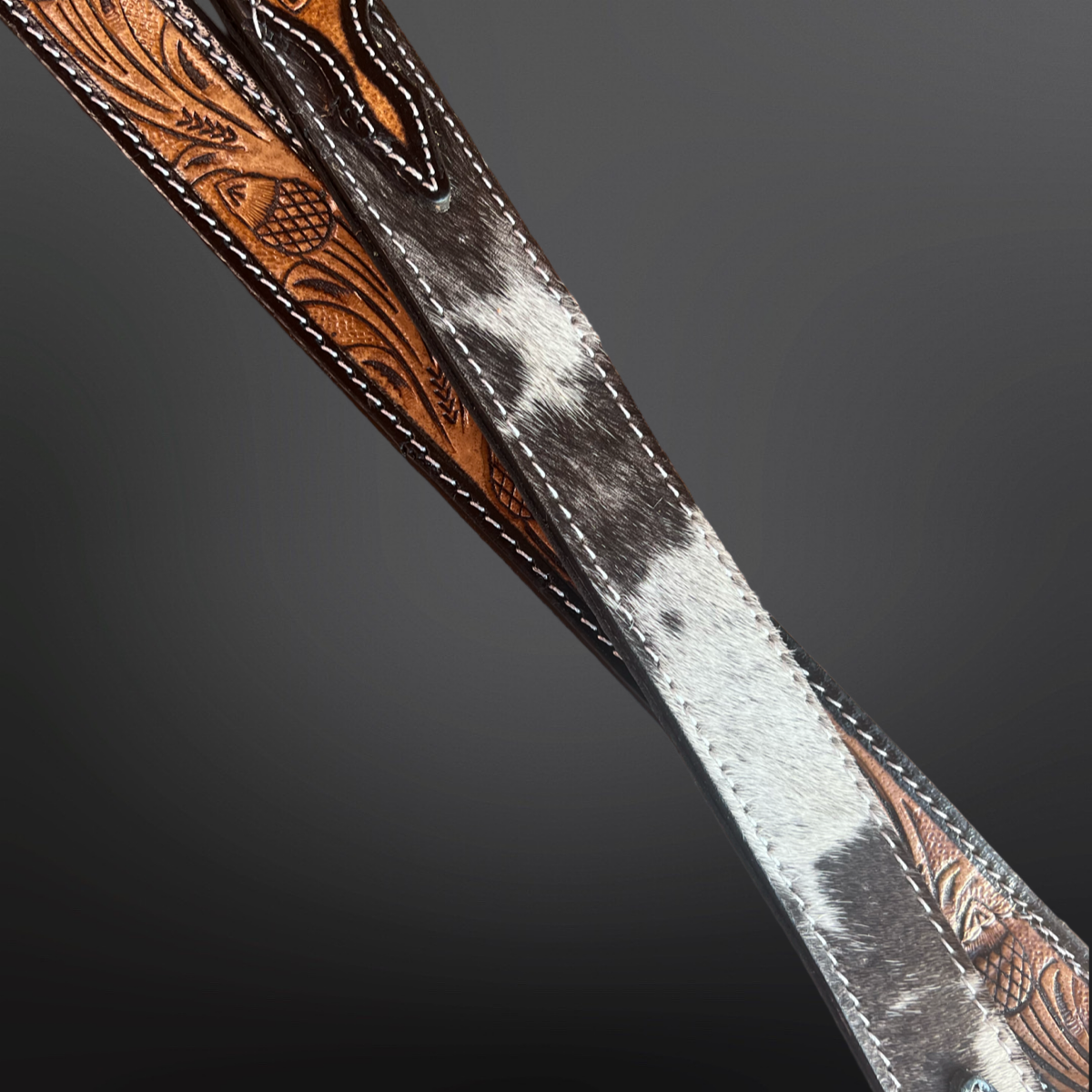 Cowhide with tooled leather dog leash