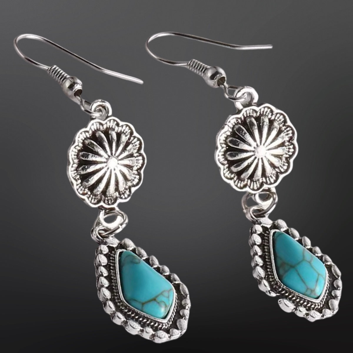 Concho Turquoise Earrings - Faux