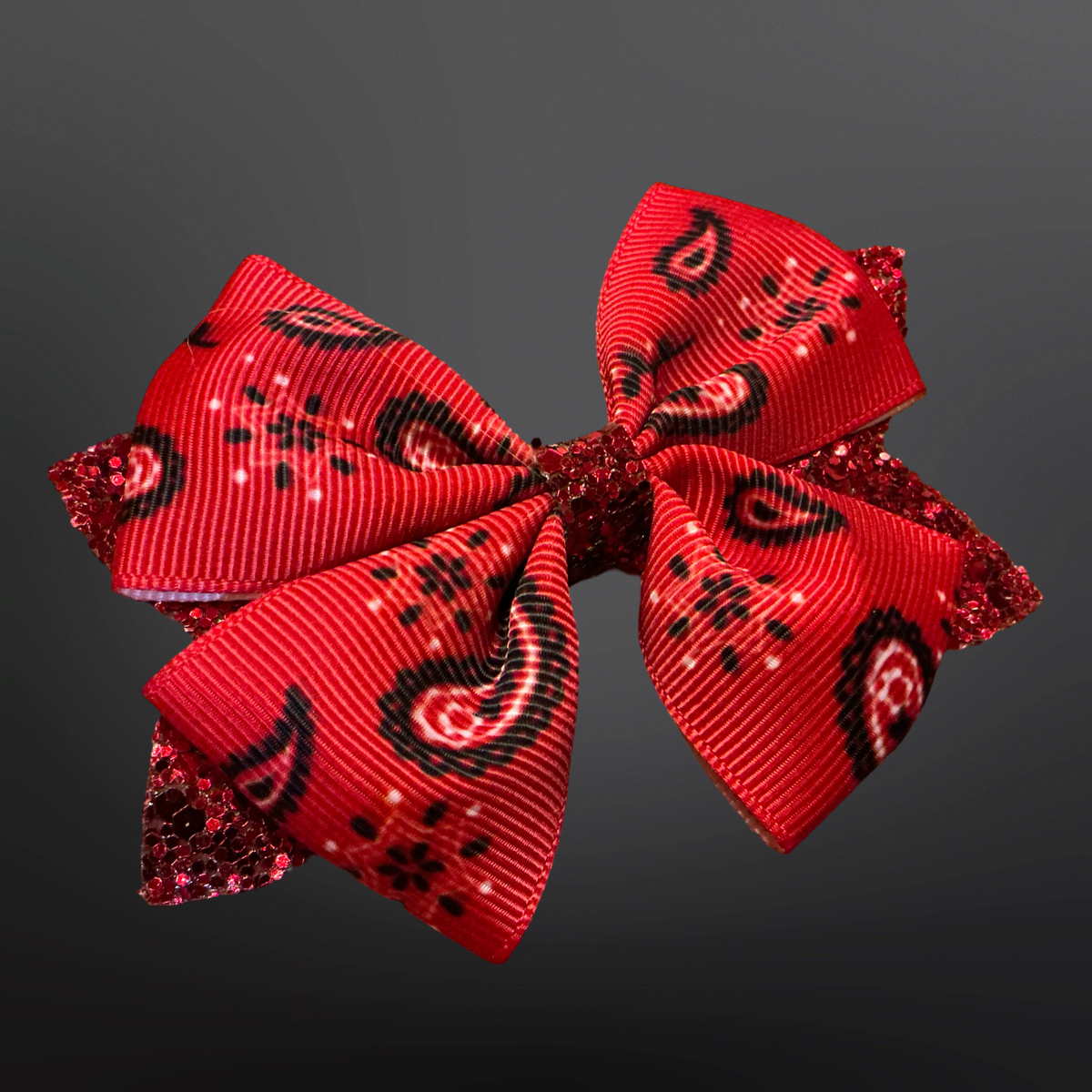 Western Red Paisley Print Hair Bow
