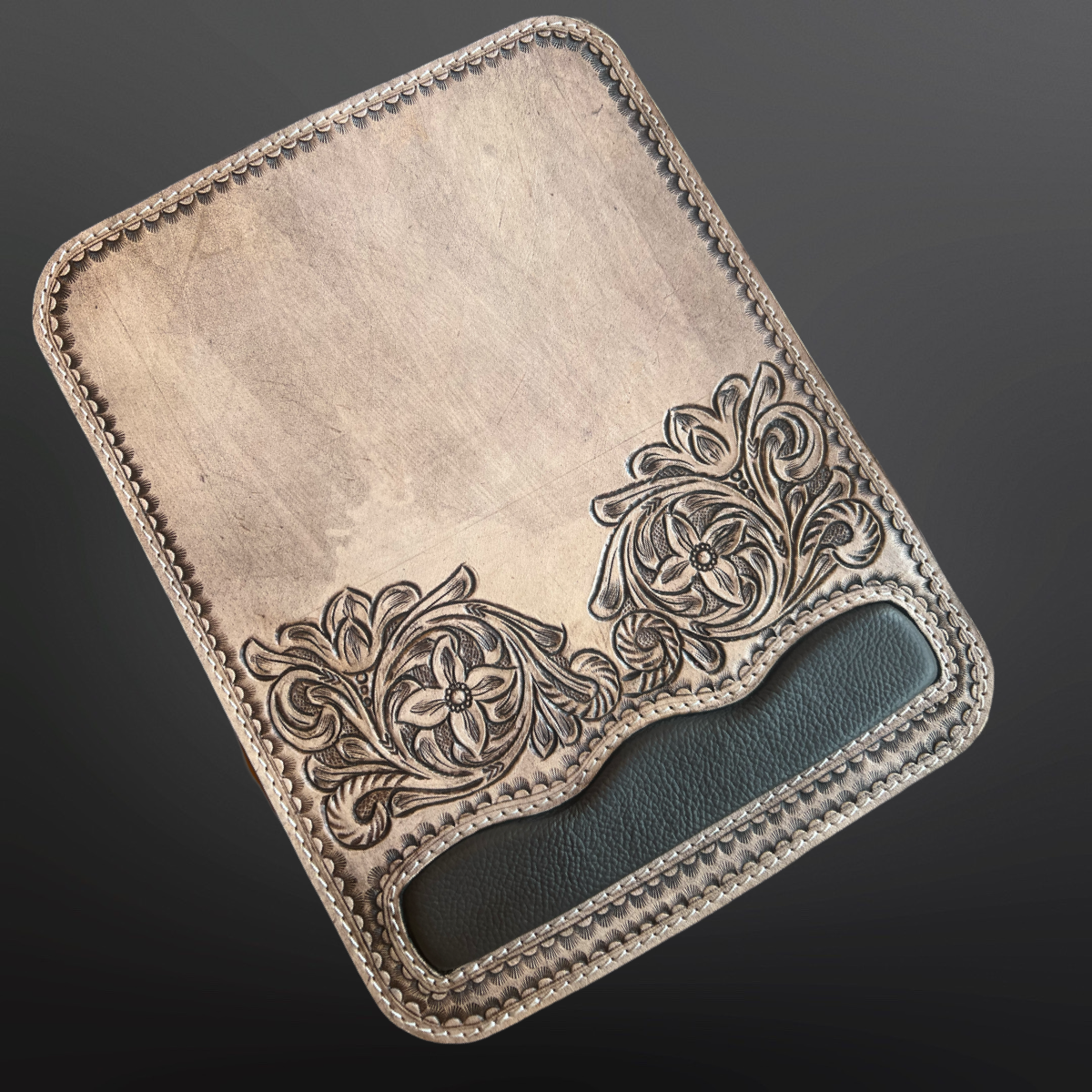 Western Tooled Leather Mouse Pad