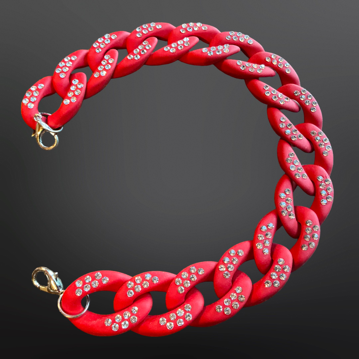 Western Trucker Band - Matte Red Rhinestones