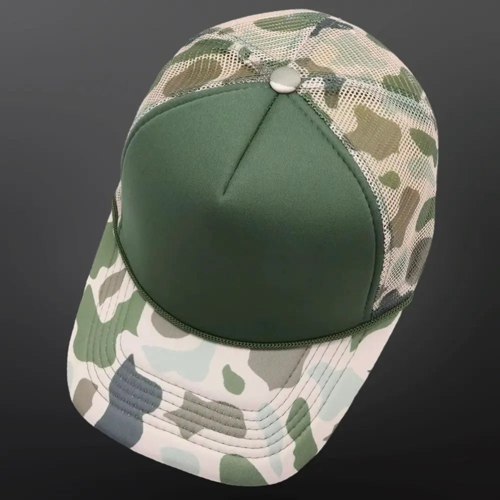 Foam Trucker Hat Blank - Olive Green Camo Cap