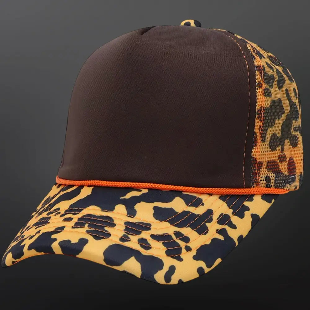 Foam Trucker Hat Blank - Brown Orange Camo Cap