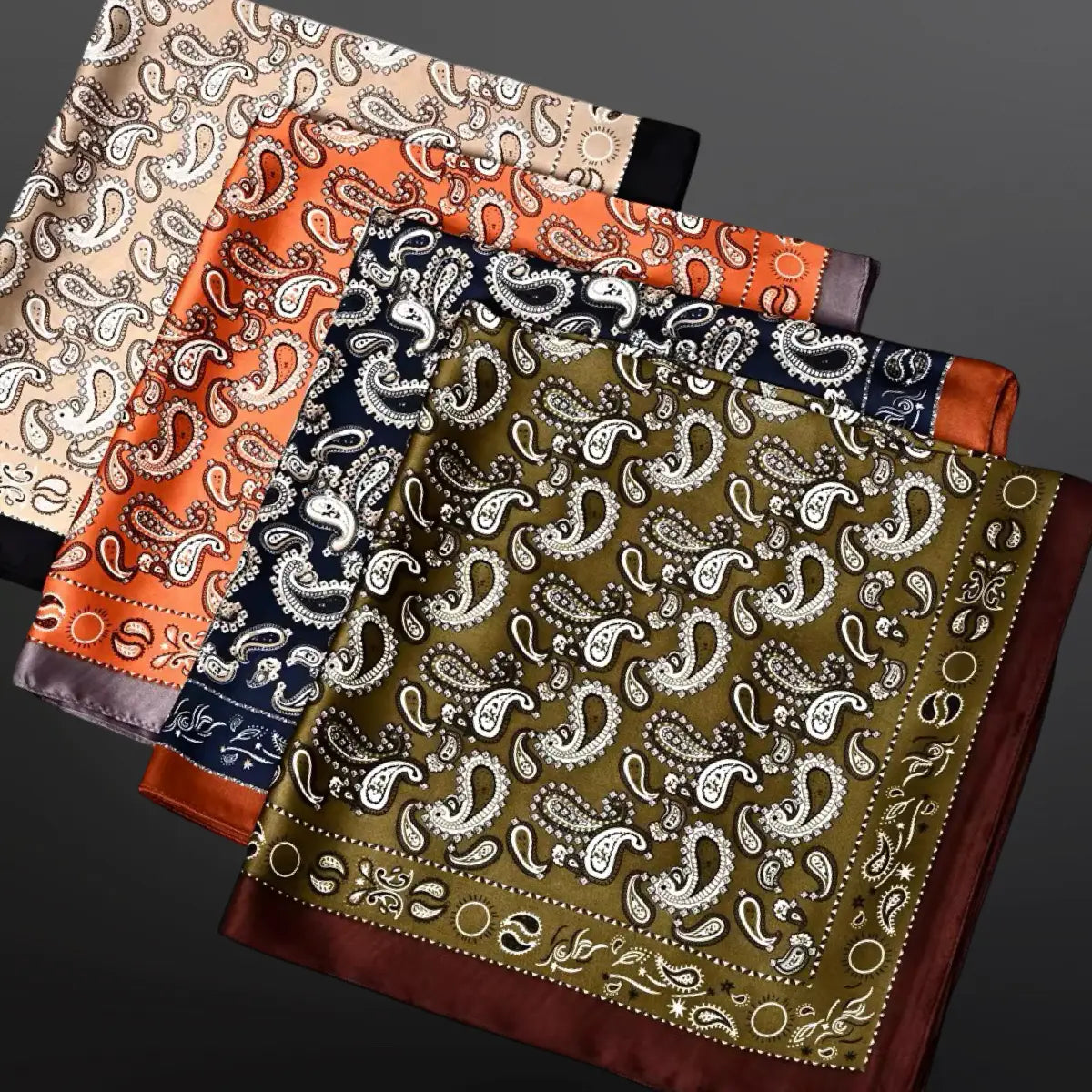 Western Paisley Bandana Print Satin Scarf Wild Rag