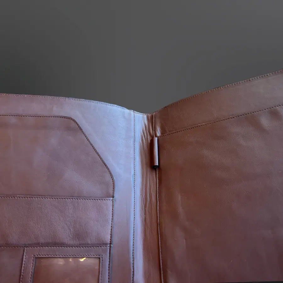 Boot Stitch Terracotta Suede Tooled Leather Folio