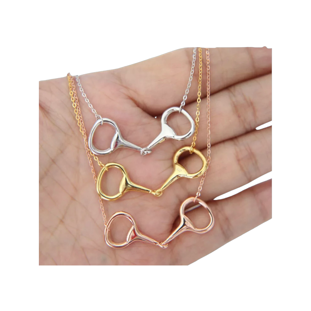 Equestrian 14k Gold OverSterling Silver Snaffle Bit Necklace