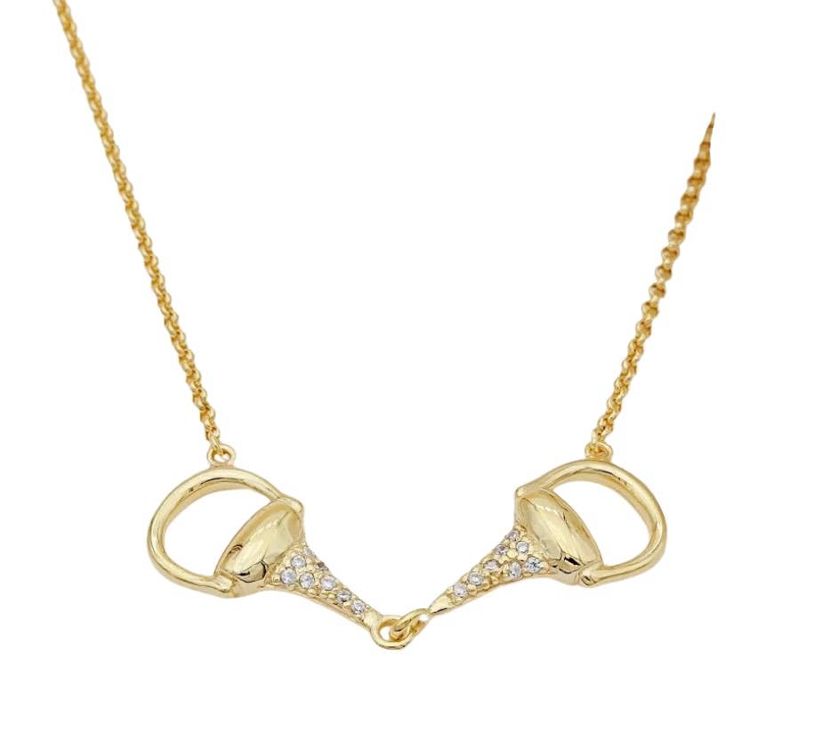 Equestrian Sterling Silver Snaffle Bit Horse Bling Necklace