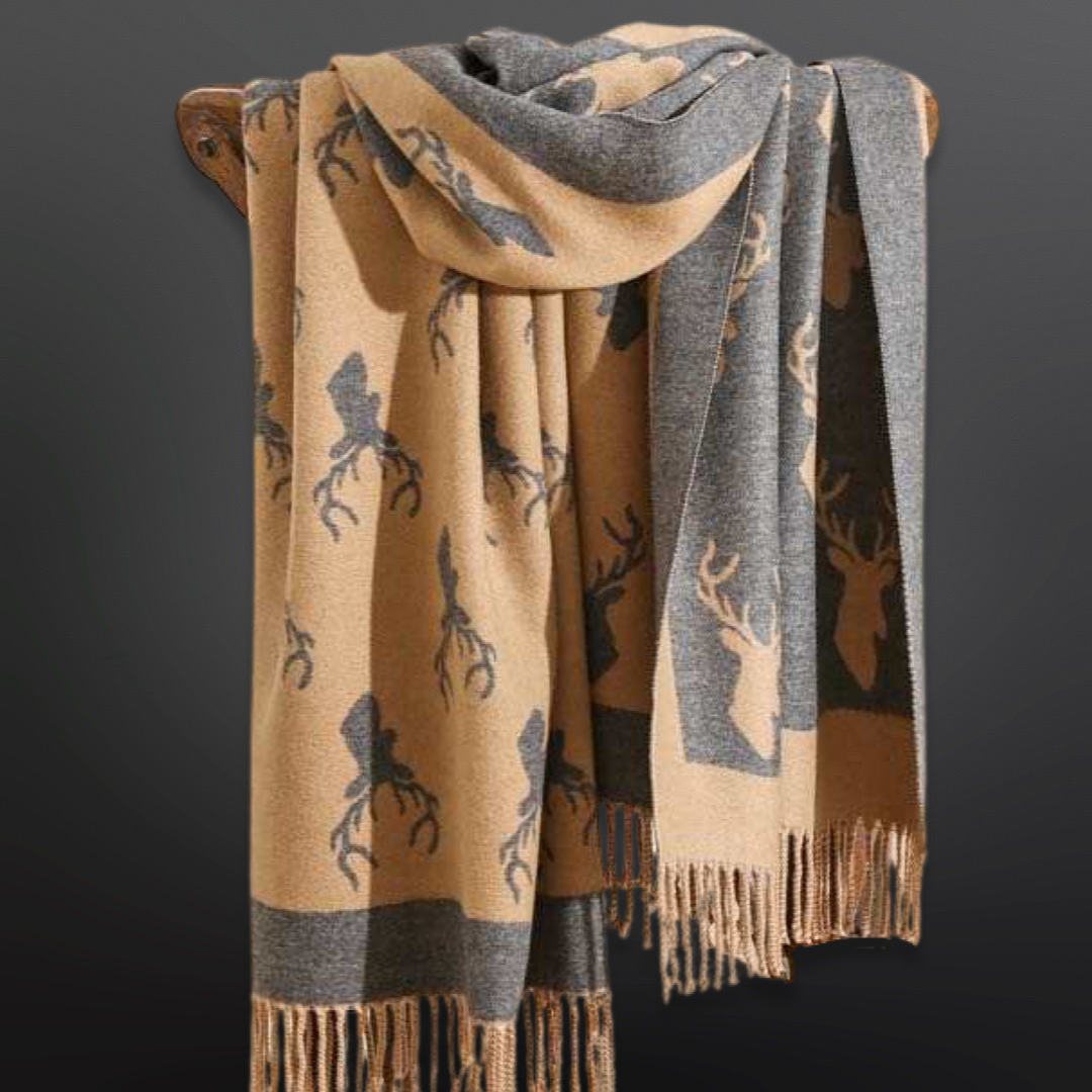 Deer Hunting Stag Head Winter Scarf LA CHASSE - Wool Blend