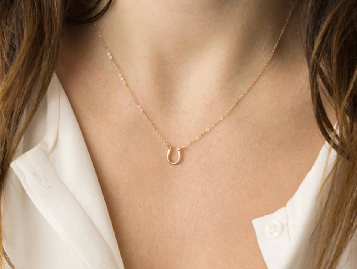 Dainty Sterling Silver Horseshoe Good Luck Necklace